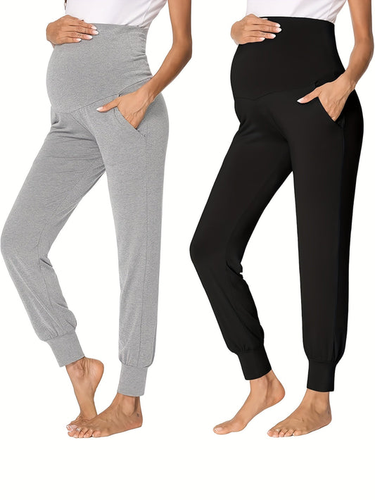 Maternity Pants 2-Pack - High-Waist Stretch Ankle Length – main product image