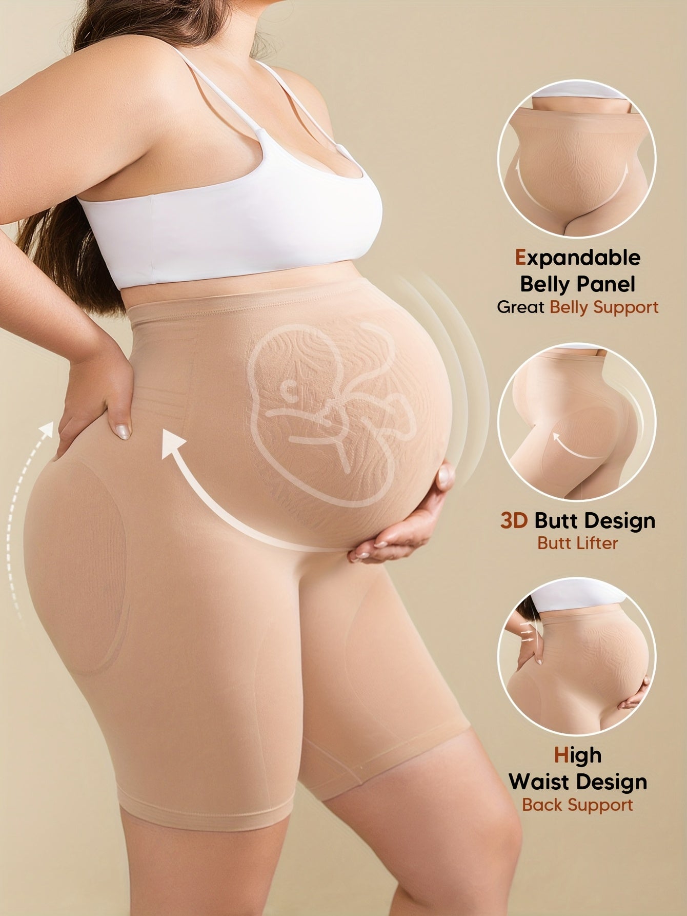 Maternity Shorts - High-Waist Stretch Belly Support detail view