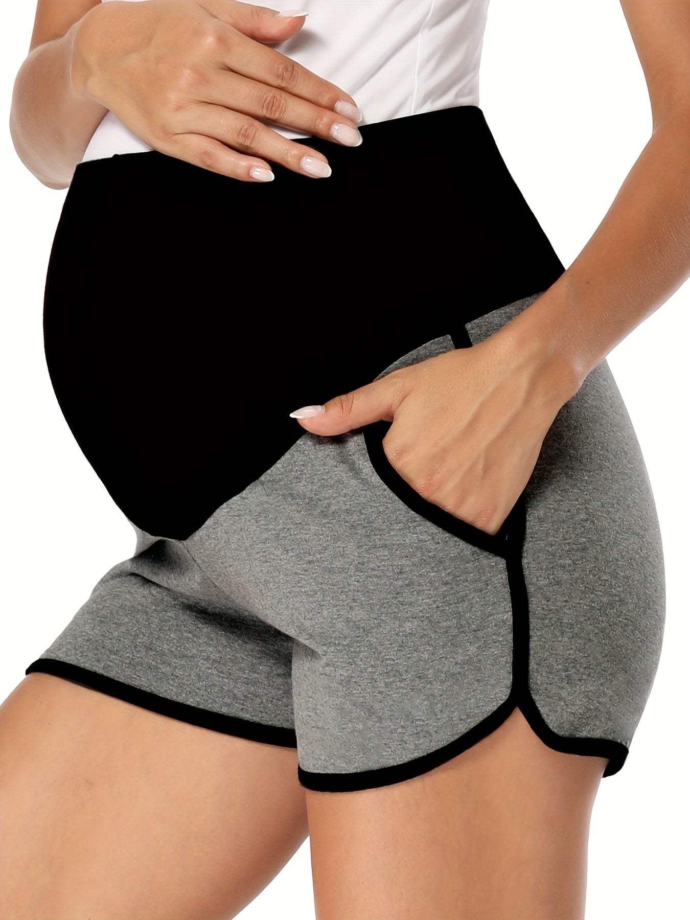 Maternity Shorts - Over-Belly Lounge Fit with Pockets detail view