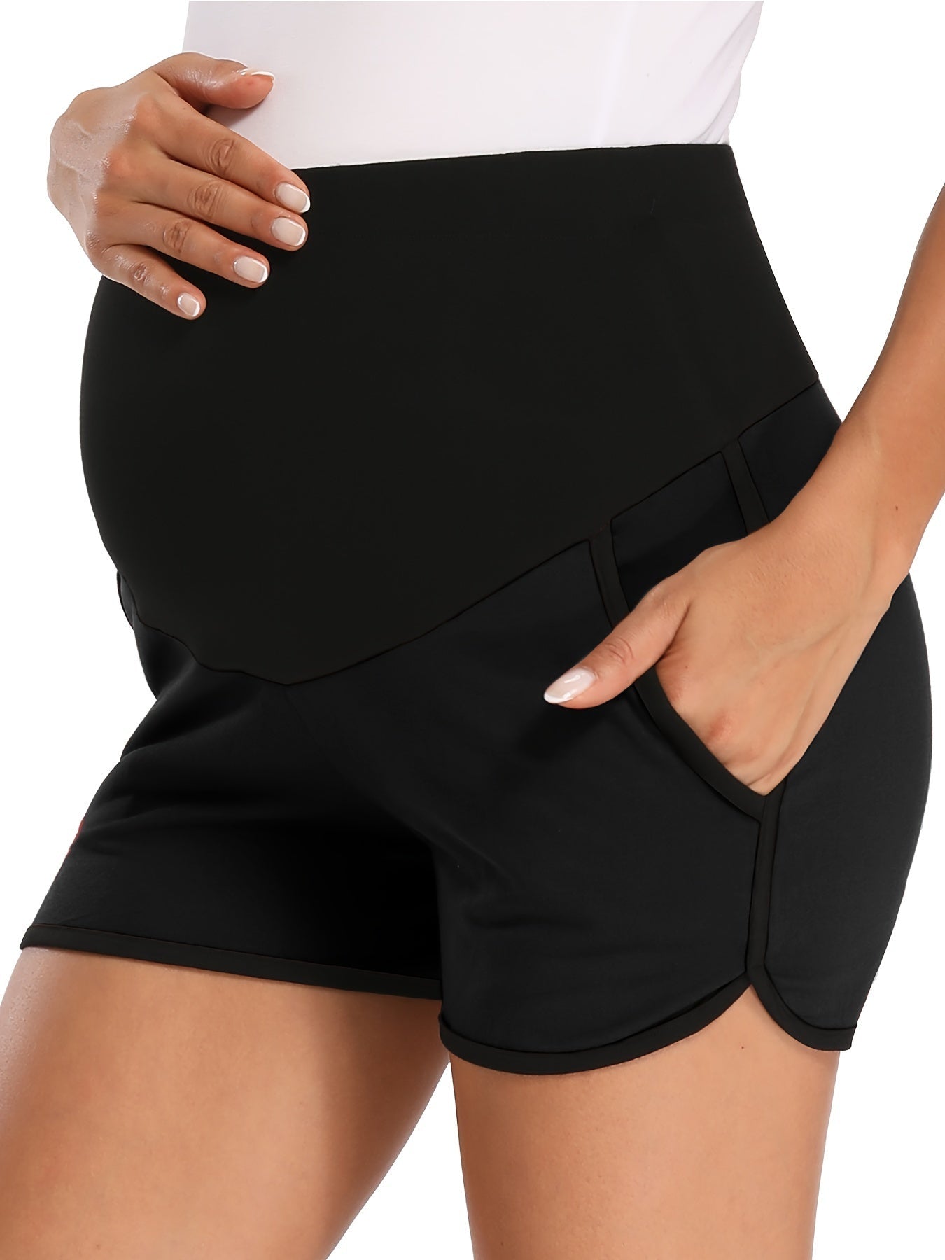 Maternity Shorts - Over-Belly Lounge Fit with Pockets detail view