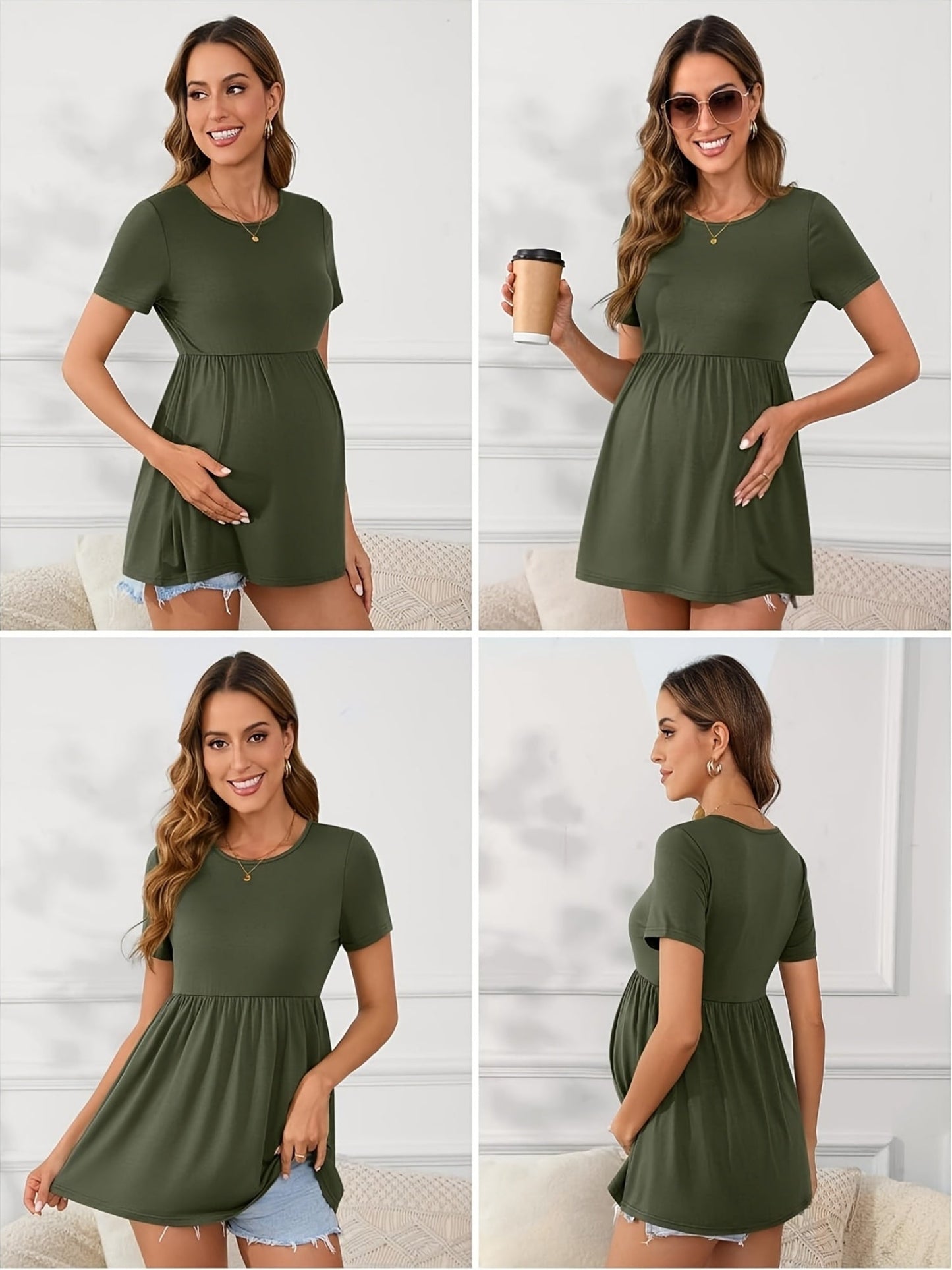 Maternity Top 3-Pack - Scoop-Neck Short-Sleeve Pregnancy Shirts detail view