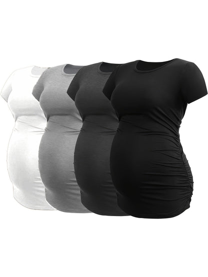 Maternity Top 4-Pack - Short-Sleeve Pregnancy Shirts – Black option – main product image