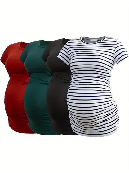 Maternity Top 4-Pack - Short-Sleeve Pregnancy Shirts – Black option – view 3