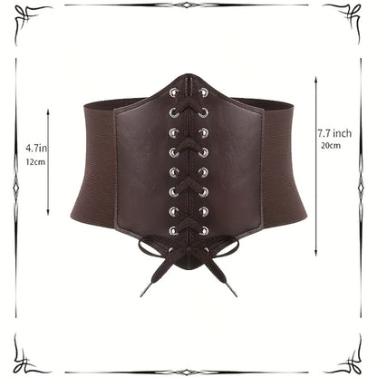 Medieval Costume Sets - Set 5 Pcs Faux Leather Renaissance Belt, Corset & Viking Horn Decoration - product detail view 6