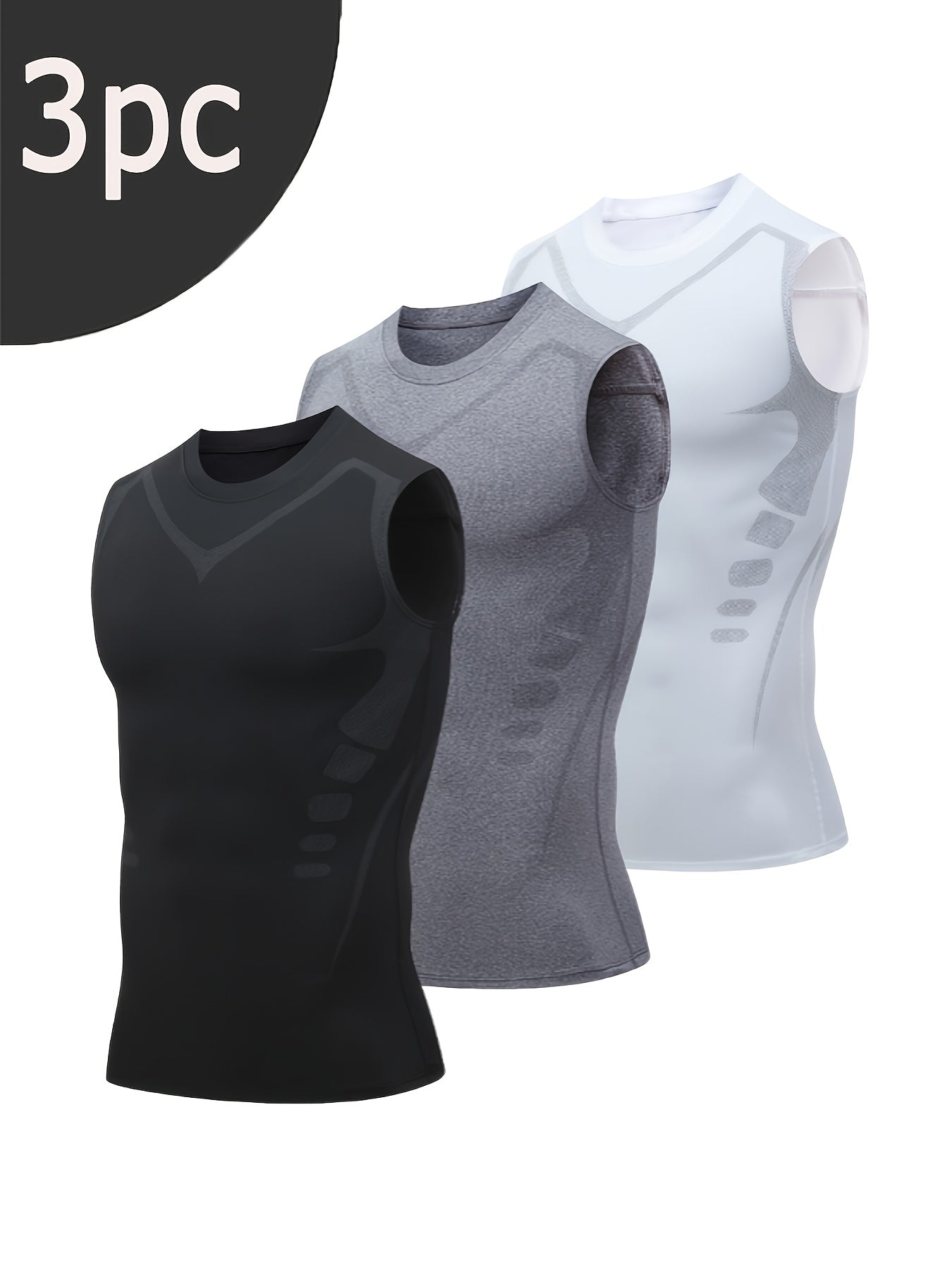 Men's 3-Pack Compression Tank Tops - Quick-Dry Sleeveless Base Layer – main product image