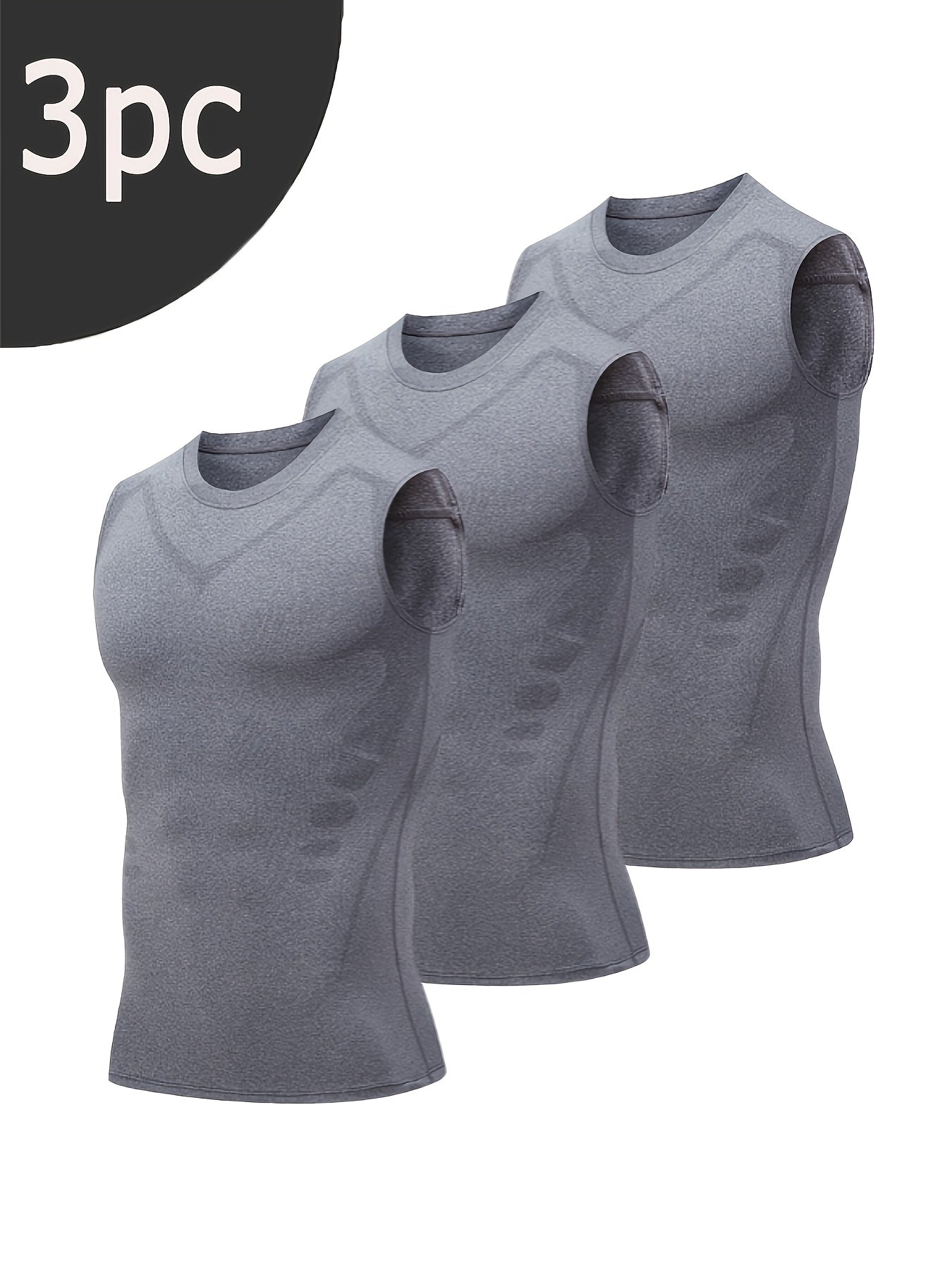 Men's 3-Pack Compression Tank Tops - Quick-Dry Sleeveless Base Layer – Black option – view 4