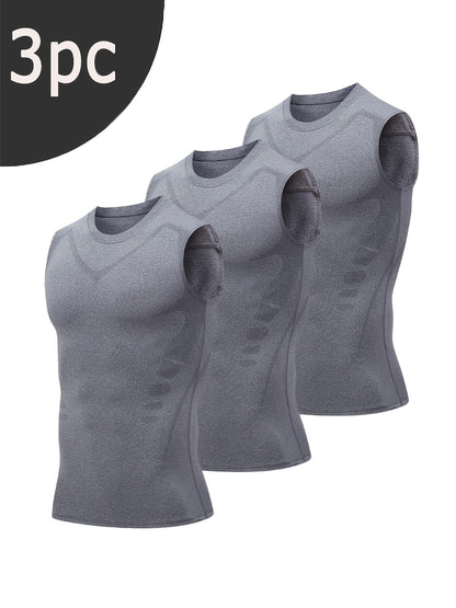 Men's 3-Pack Compression Tank Tops - Quick-Dry Sleeveless Base Layer – Black option – view 4