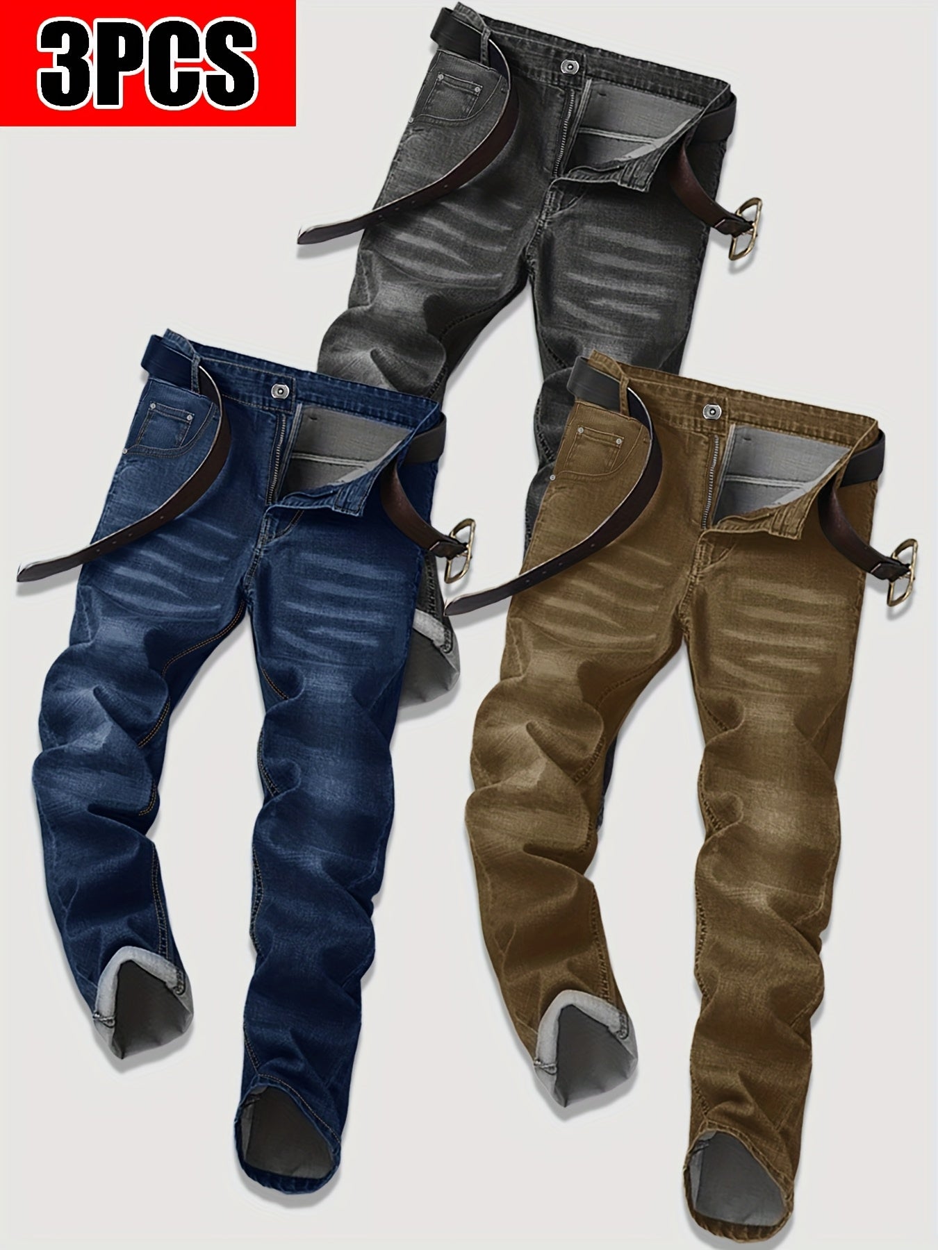 Men's 3-Pack Slim-Fit Stretch Jeans - Multi-Color Denim Value Set – main product image