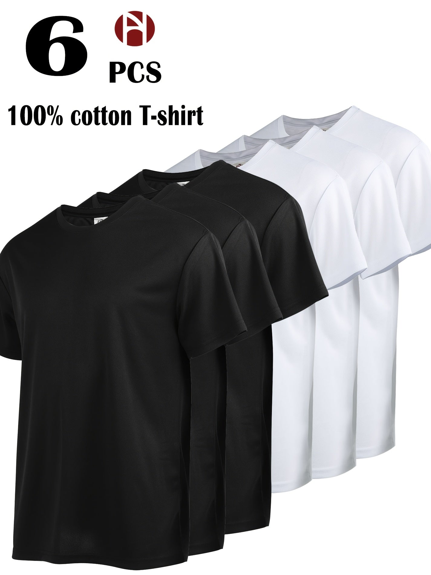 Men's 6-Pack Plus Size Cotton T-Shirts - Solid Color Crew Neck Basics – view 11