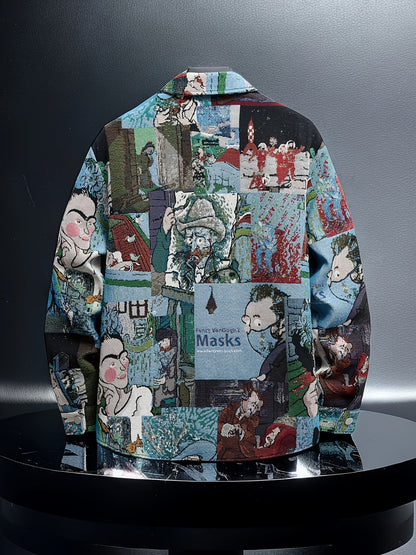Men's Art Print Slim Fit Long Sleeve Dress Shirt - Stretch – view 5
