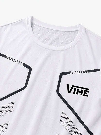 Men's Athletic Shirt and Shorts Set - Geometric Print detail view