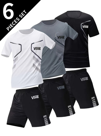 Men's Athletic Shirt and Shorts Set - Geometric Print – view 11