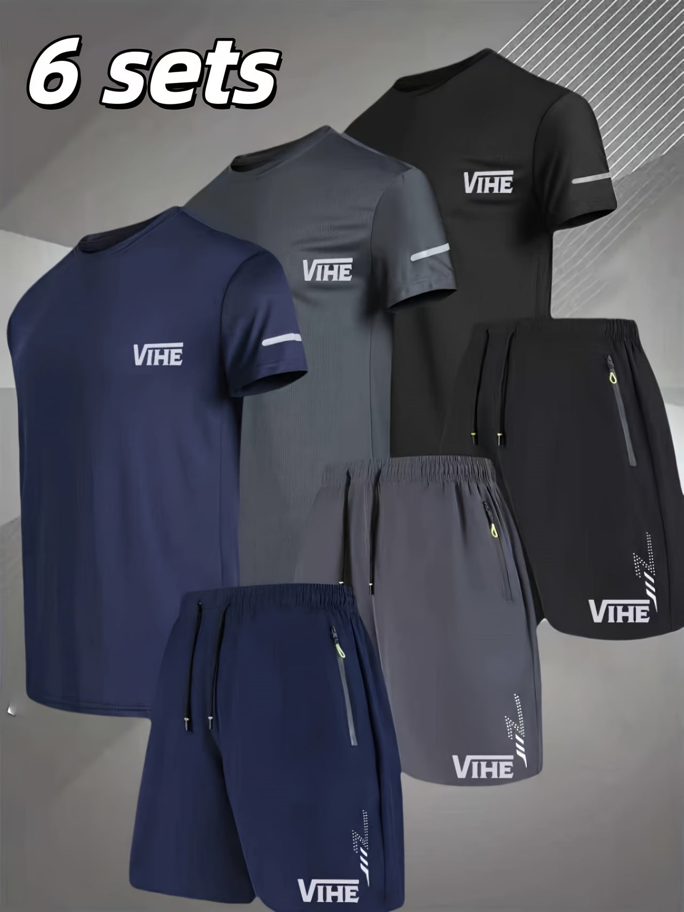 Men's Athletic Shirt and Shorts Set - Geometric Print – view 12