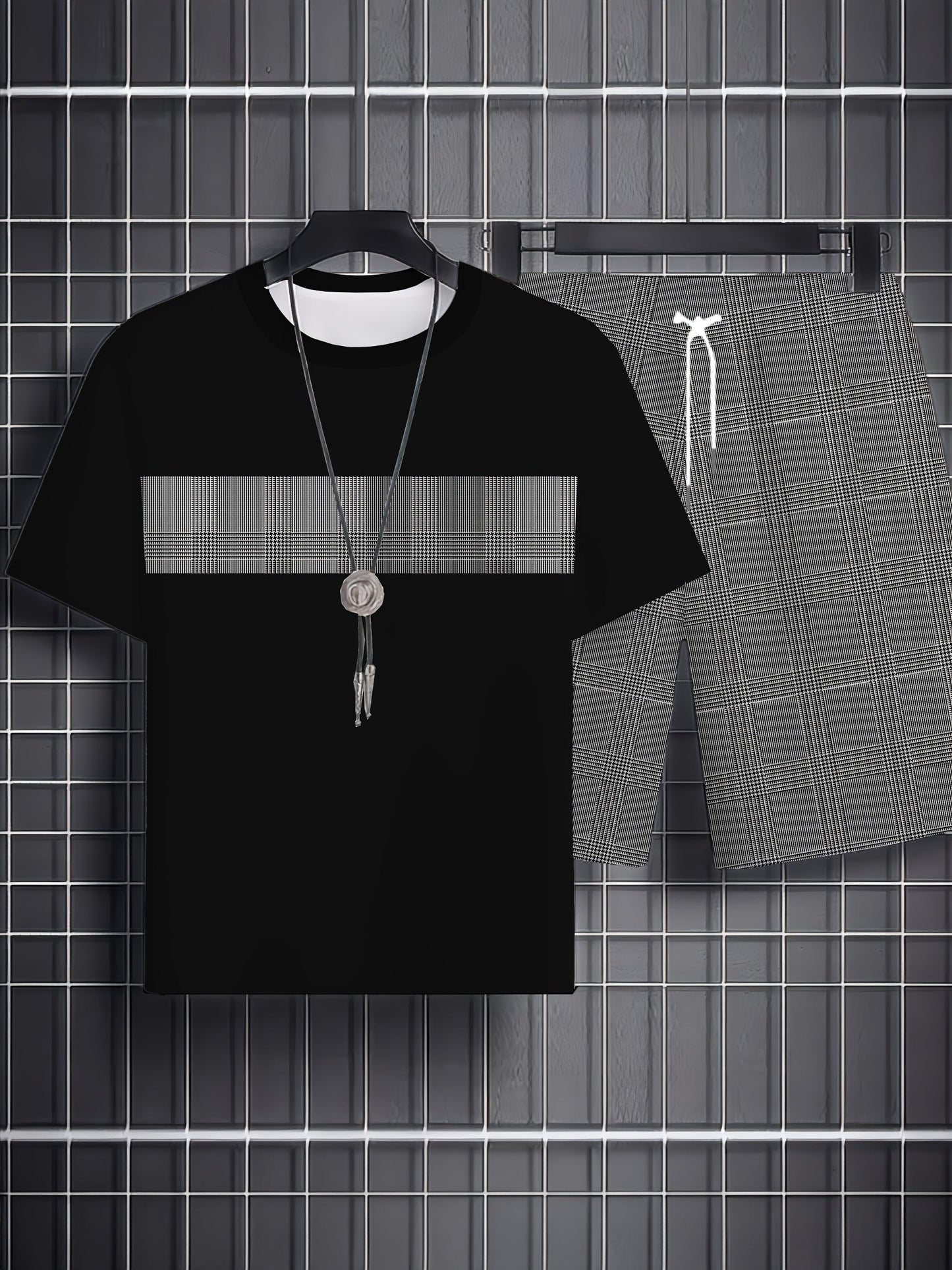 Men's Athletic Shirt and Shorts Set - Plaid – view 4