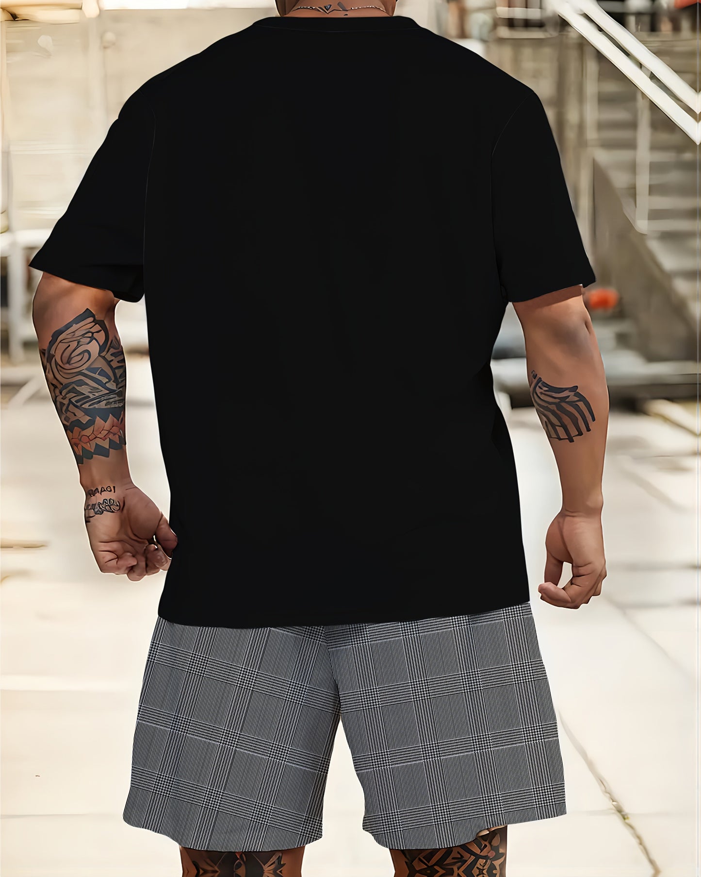 Men's Athletic Shirt and Shorts Set - Plaid – view 7