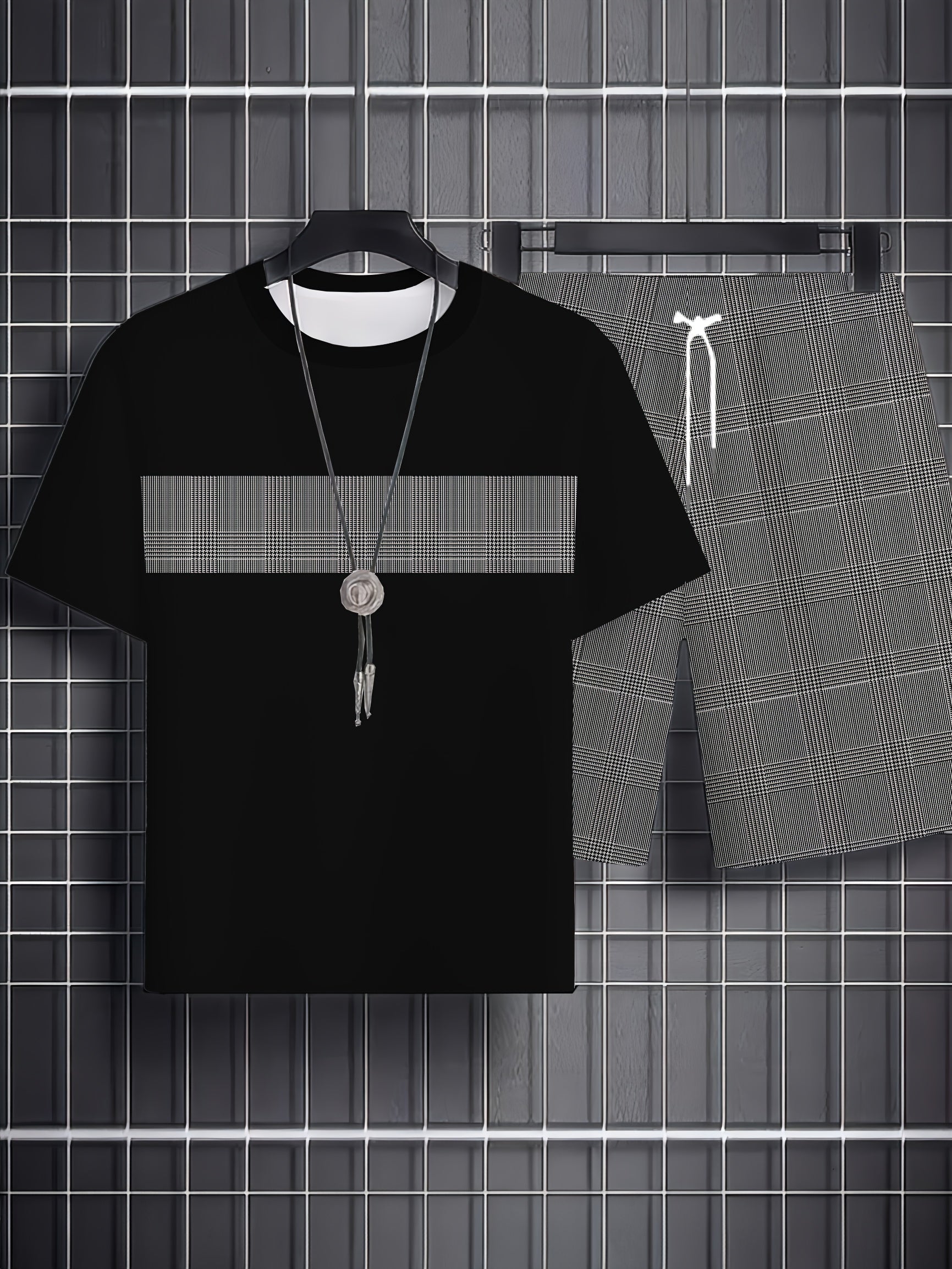 Men's Athletic Shirt and Shorts Set - Plaid – view 12