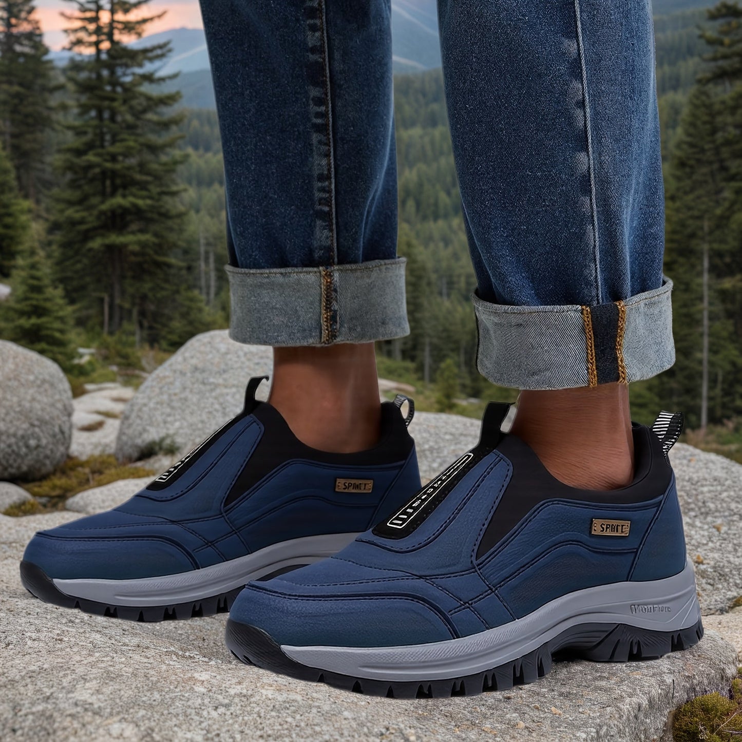Men's Athletic Shoes - Breathable Comfort & Slip-On Ease – Black / Blue – view 3
