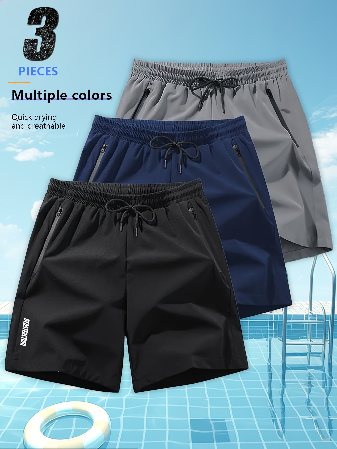 Men's Athletic Shorts - Drawstring Waist With Pockets – 5-Variant Selection detail view