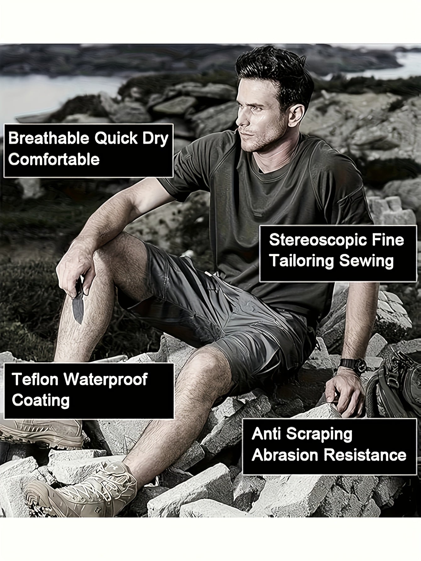 Men's Athletic Shorts - Quick Dry With Pockets – Black+gray – Black option – view 6