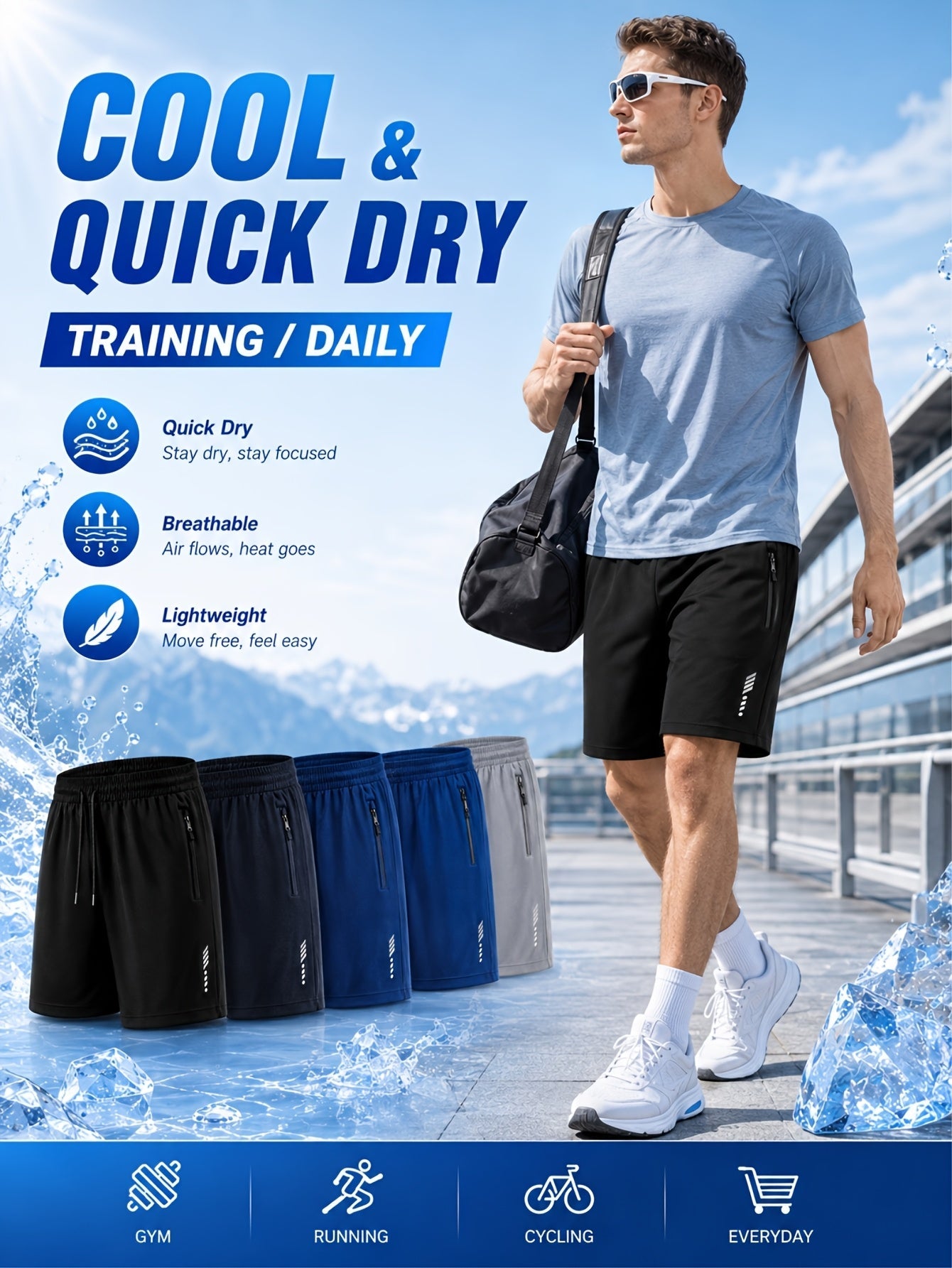 Men's Athletic Shorts - Quick Dry With Pockets – Colorway 59557 – view 4