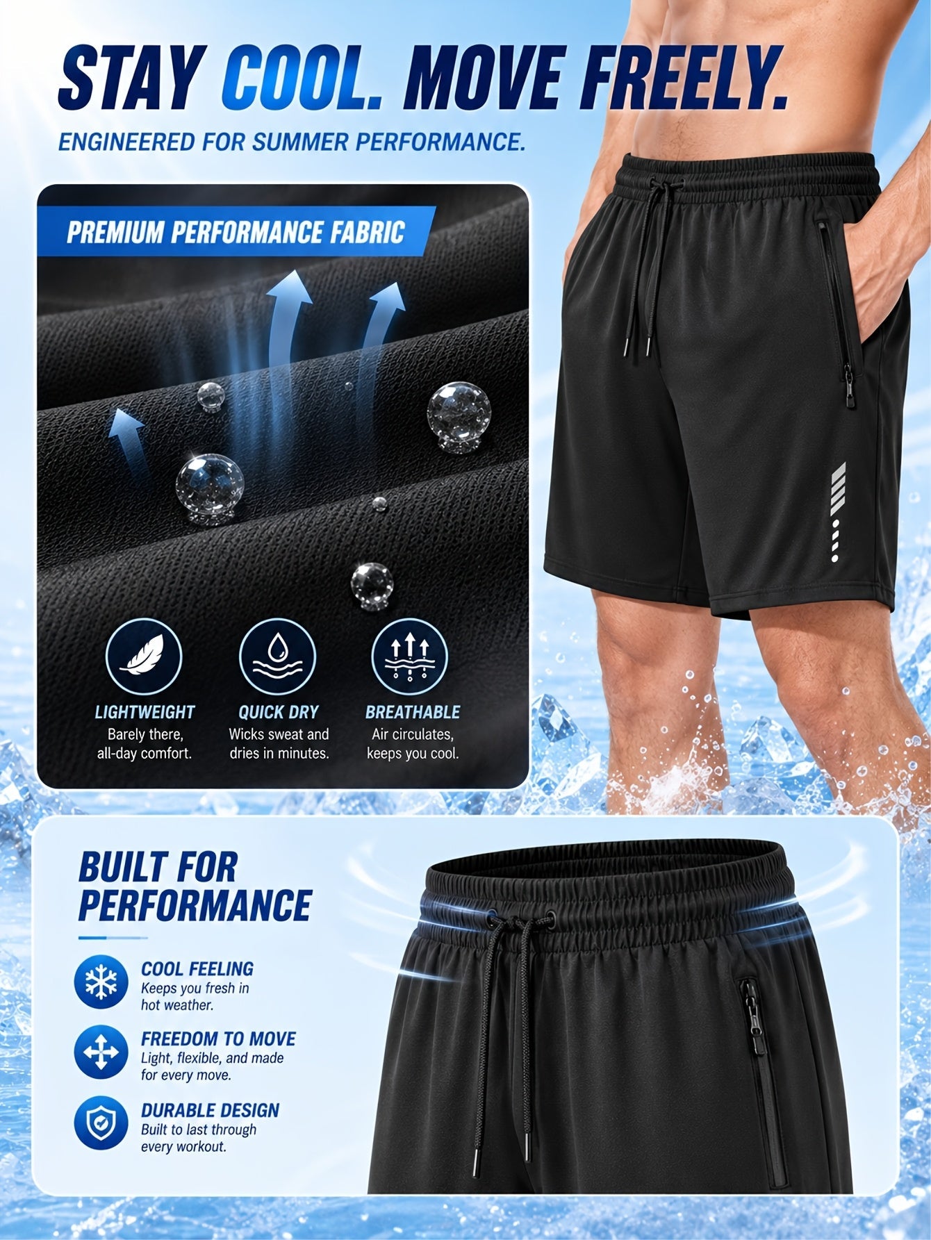 Men's Athletic Shorts - Quick Dry With Pockets – Colorway 59557 – view 5