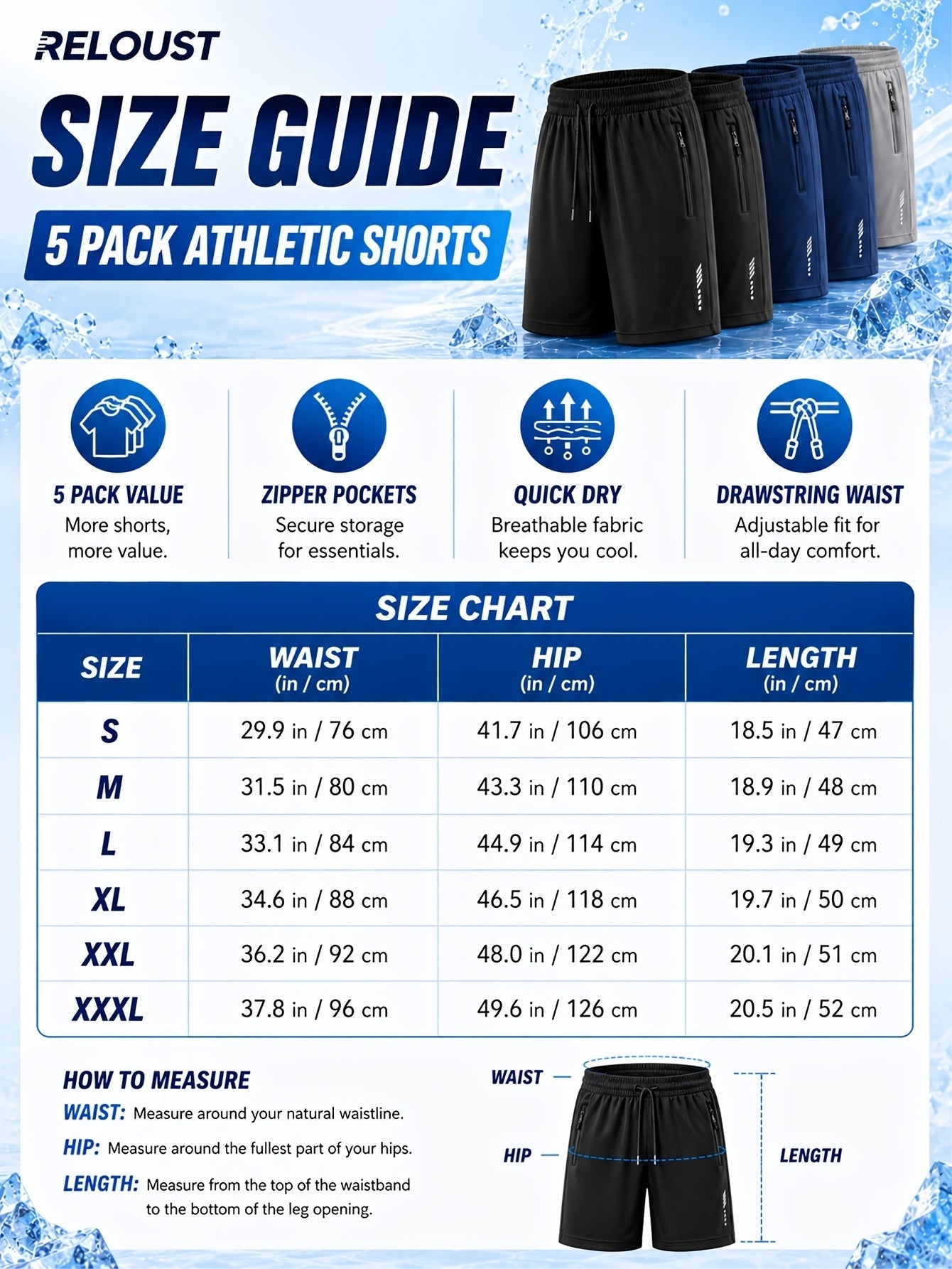 Men's Athletic Shorts - Quick Dry With Pockets – Colorway 59557 – view 7