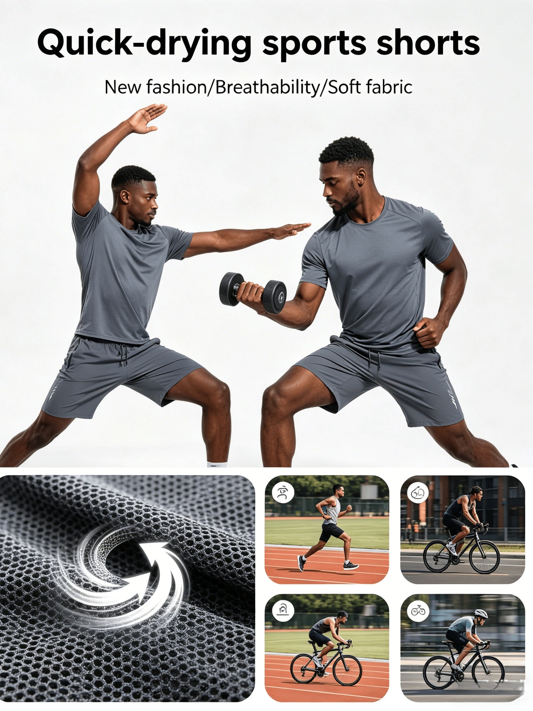 Men's Athletic Shorts - Quick Dry With Pockets – Colorway 78053 detail view