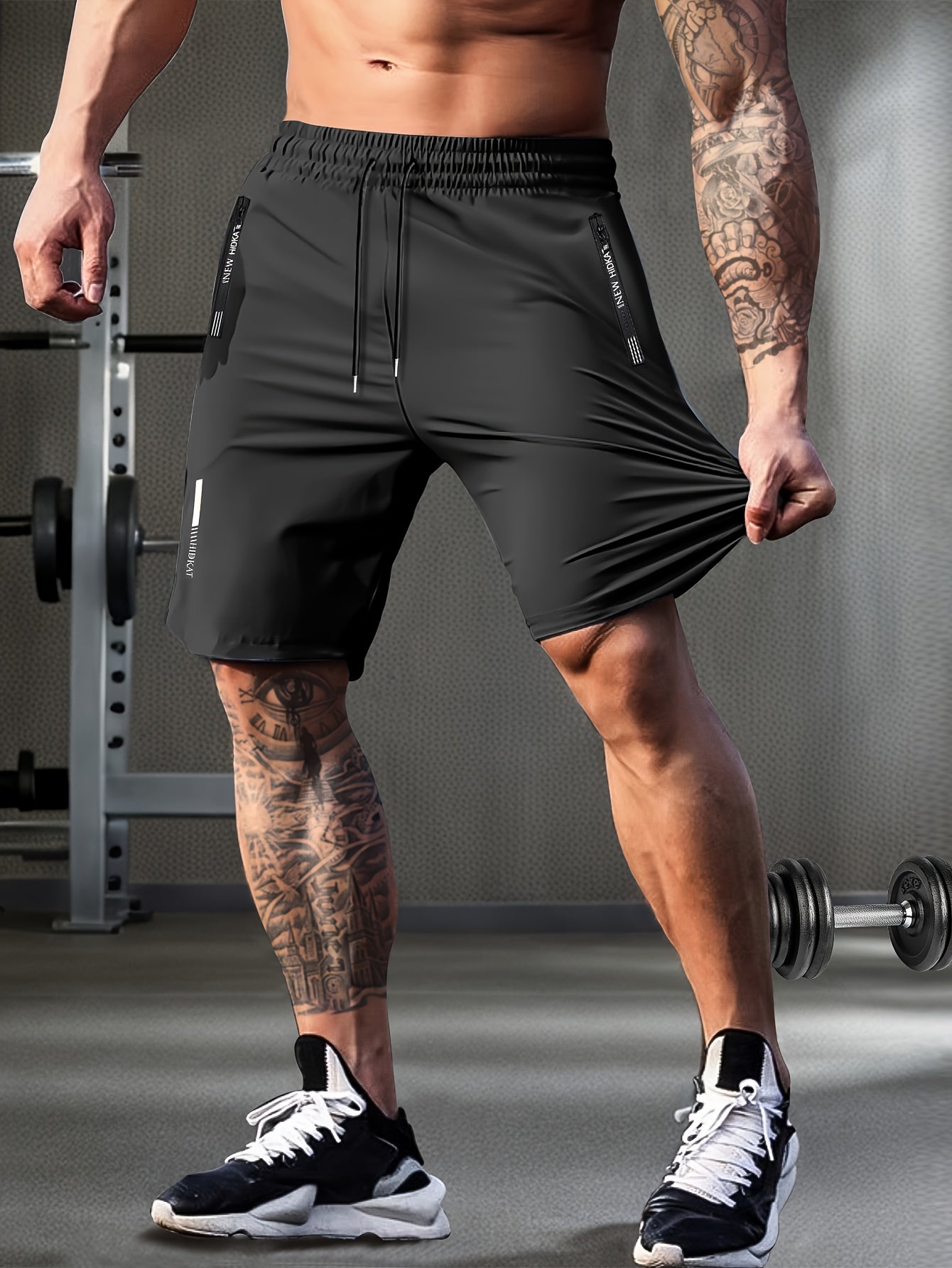 Men's Athletic Shorts - Stretch With Pockets Active – Black / Grey – view 4