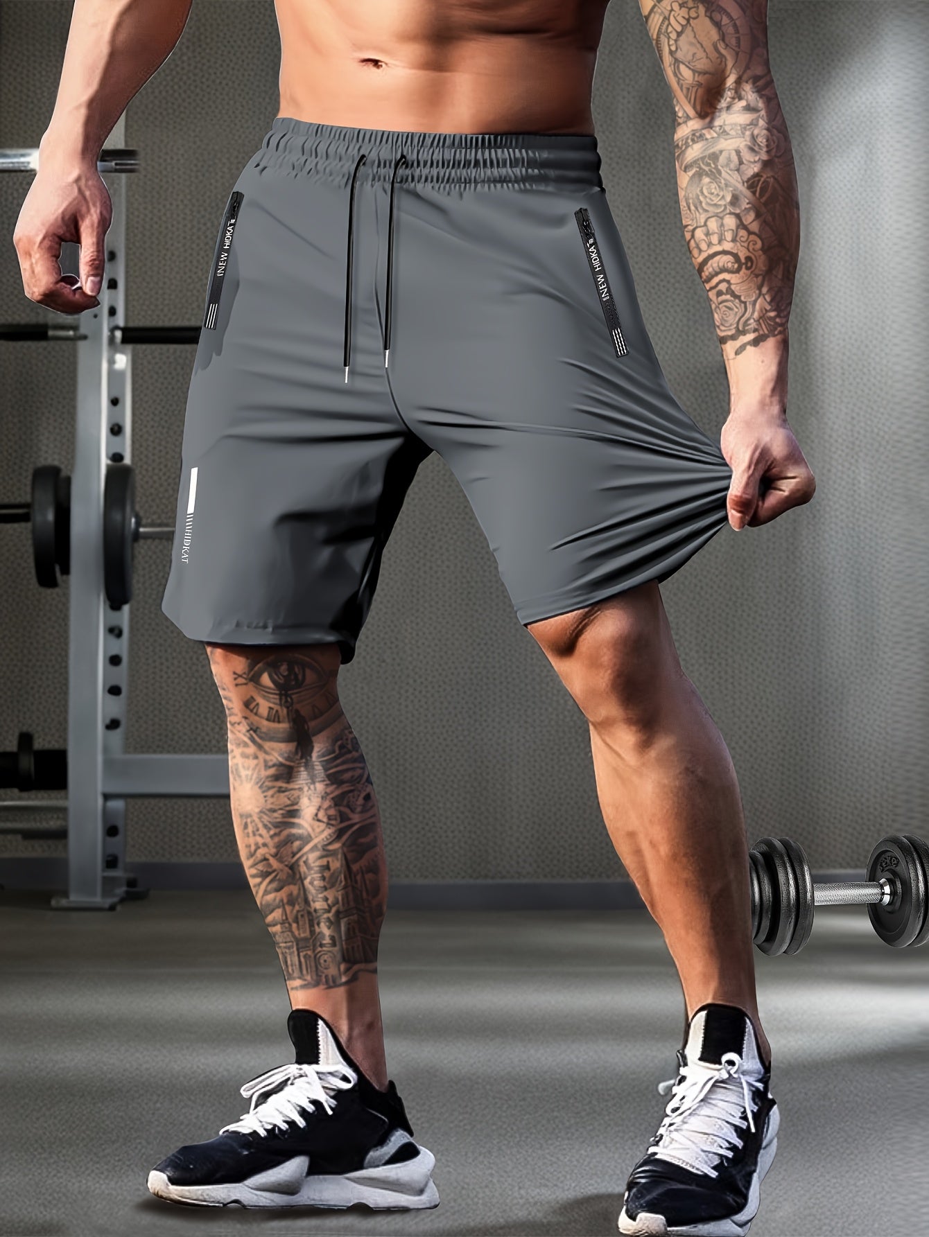 Men's Athletic Shorts - Stretch With Pockets Active – Black / Grey – view 5