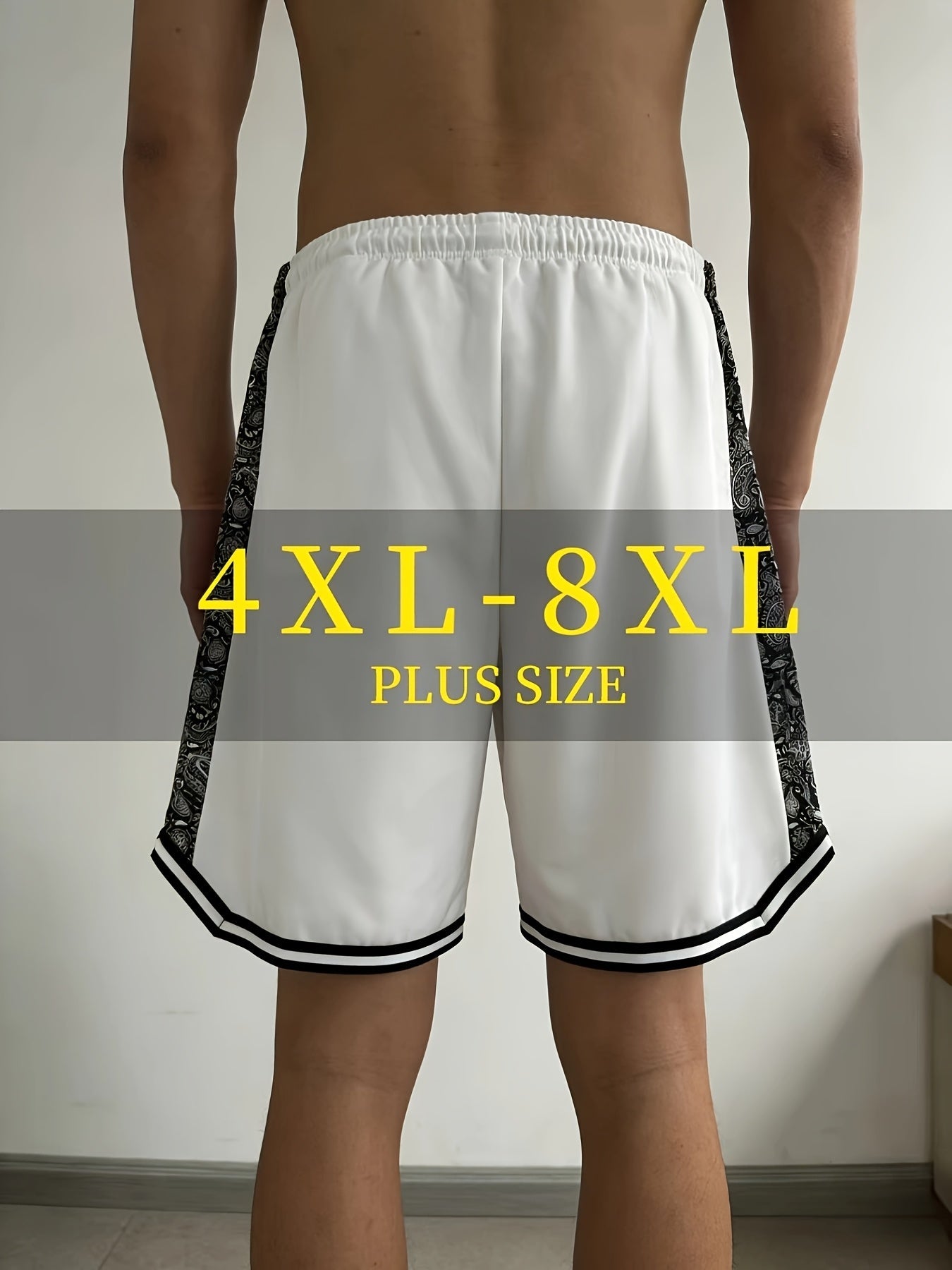 Men's Athletic Shorts - Stretch With Pockets – Black / White – view 3