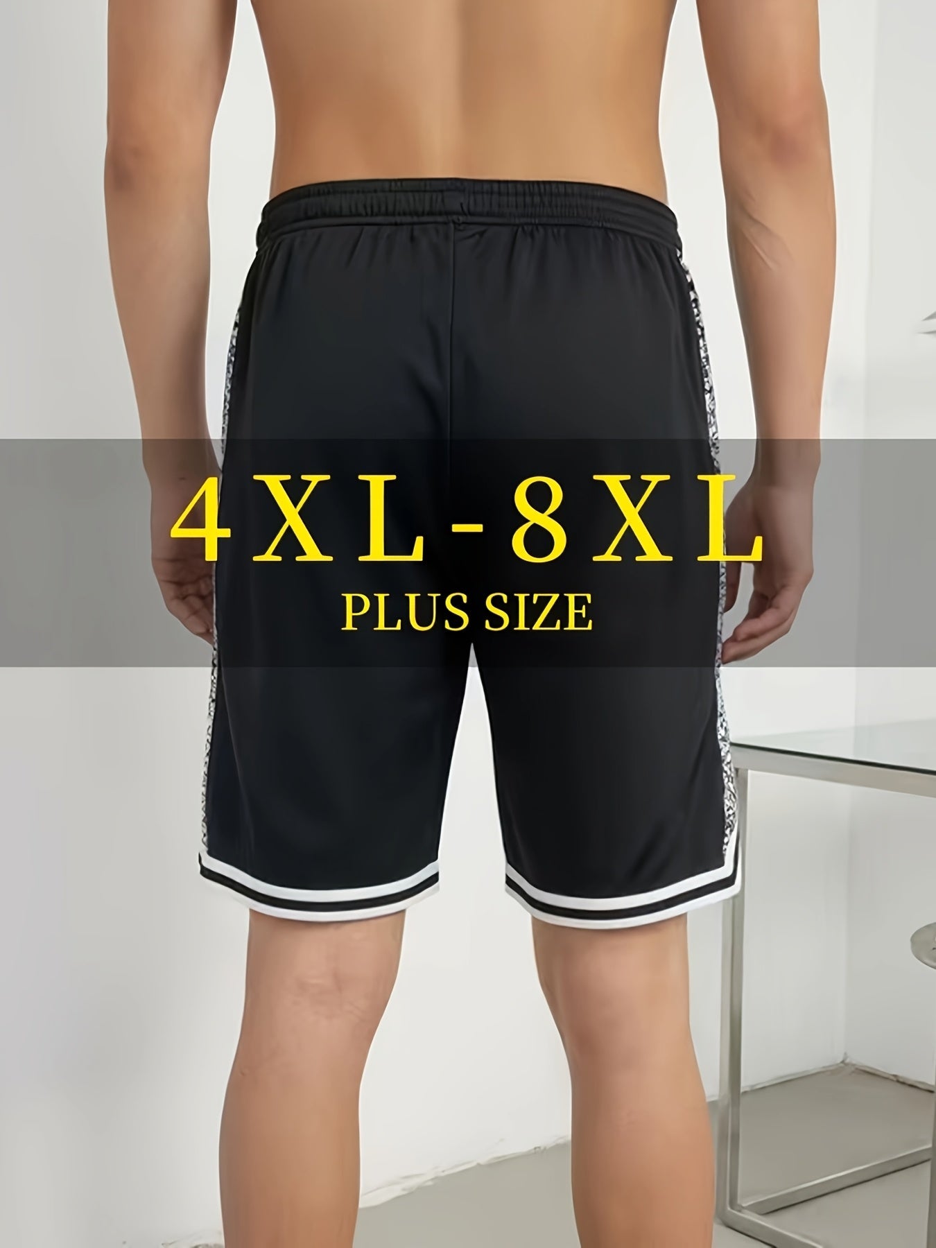 Men's Athletic Shorts - Stretch With Pockets – Black / White – view 4