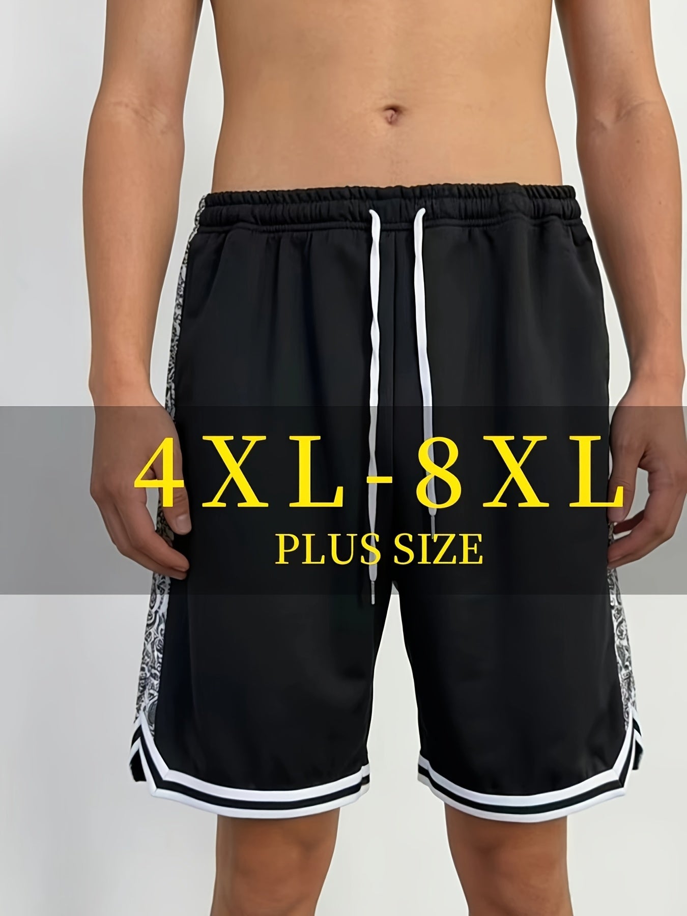 Men's Athletic Shorts - Stretch With Pockets – Black / White – view 6