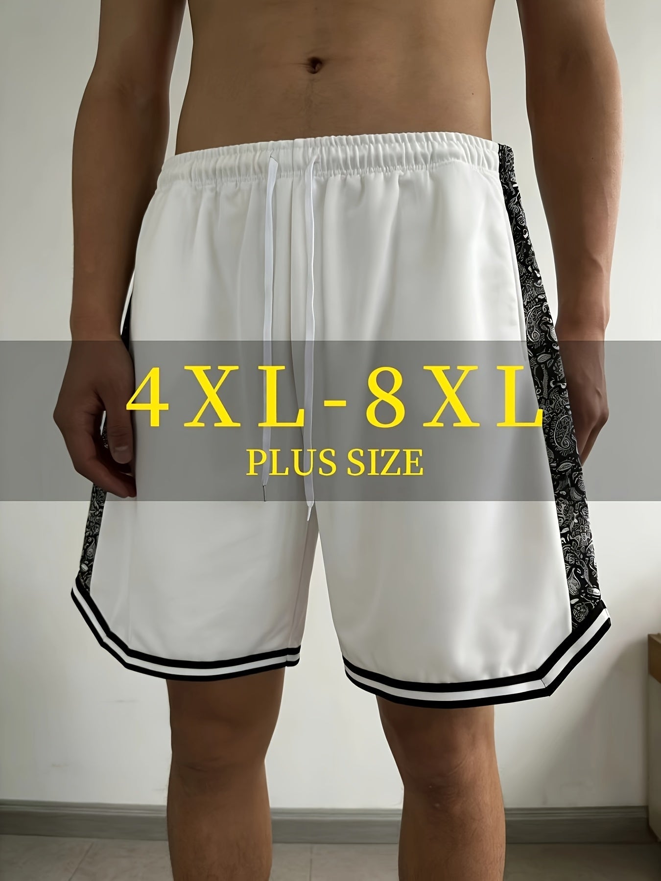 Men's Athletic Shorts - Stretch With Pockets – Black / White – view 14