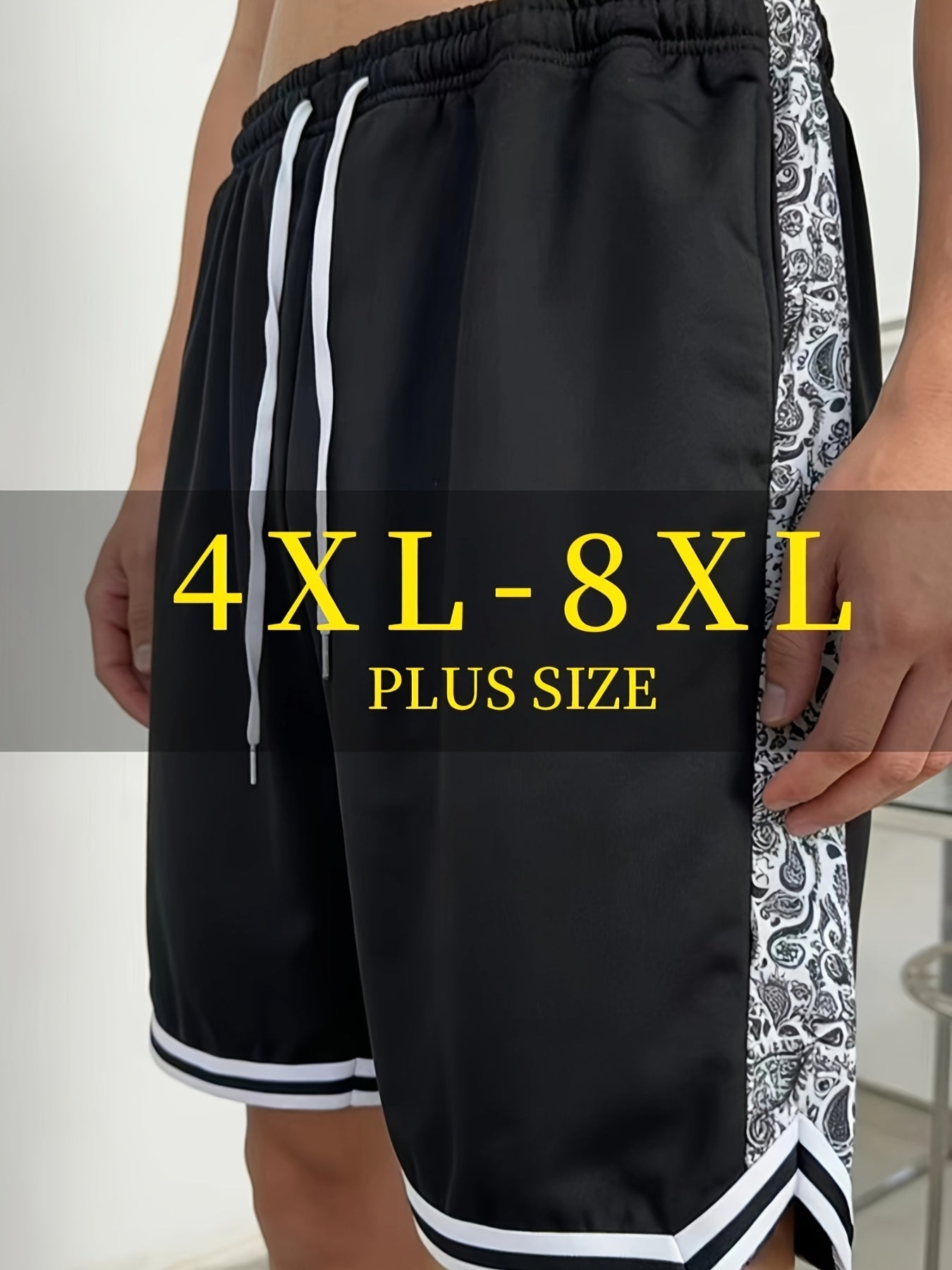 Men's Athletic Shorts - Stretch With Pockets – Black / White – Black option – view 2