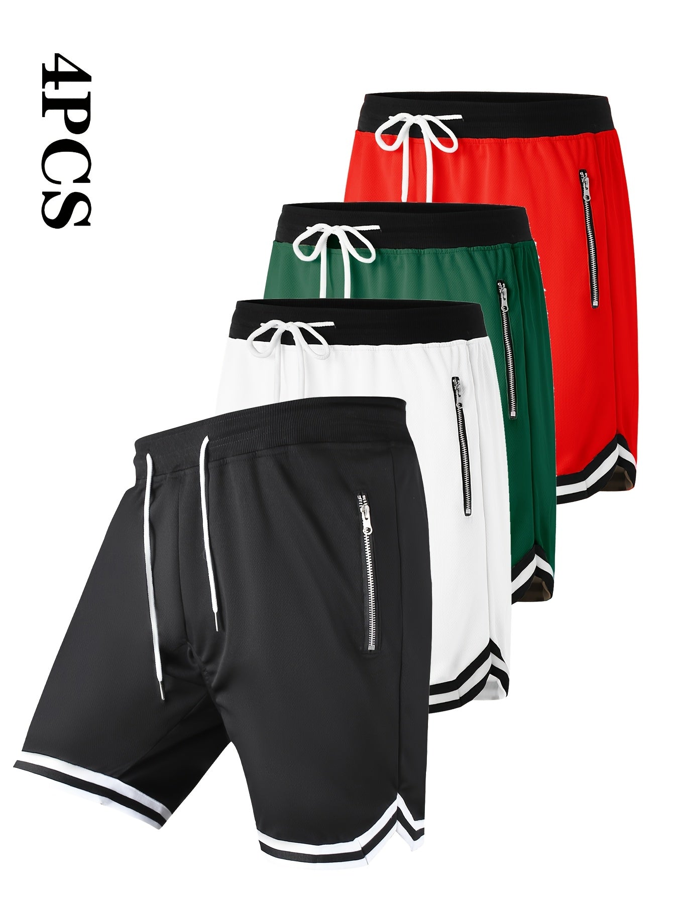 Men's Athletic Shorts - Stretch With Pockets – Black, white, yellow – main product image