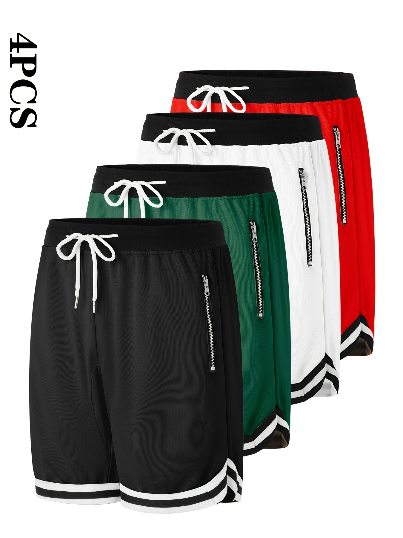 Men's Athletic Shorts - Stretch With Pockets – Black, white, yellow – view 4