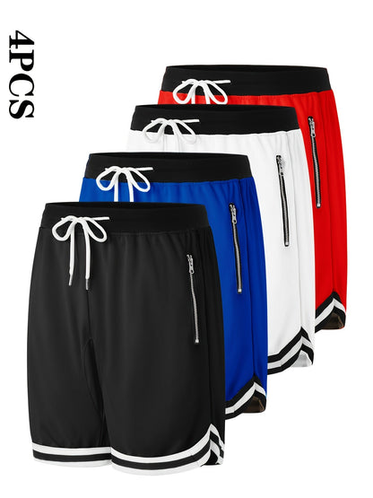 Men's Athletic Shorts - Stretch With Pockets – Black, white, yellow – view 6