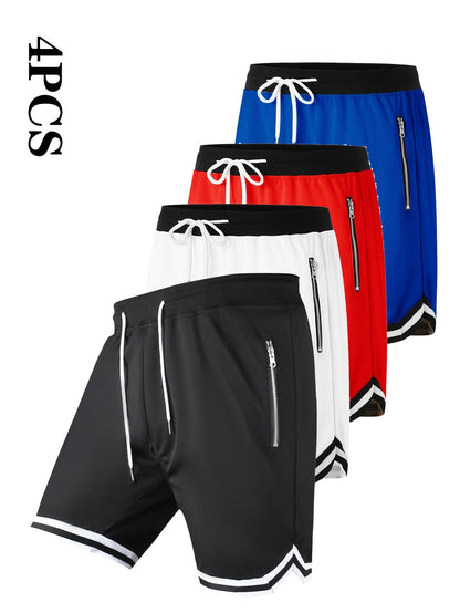 Men's Athletic Shorts - Stretch With Pockets – Black, white, yellow – view 13