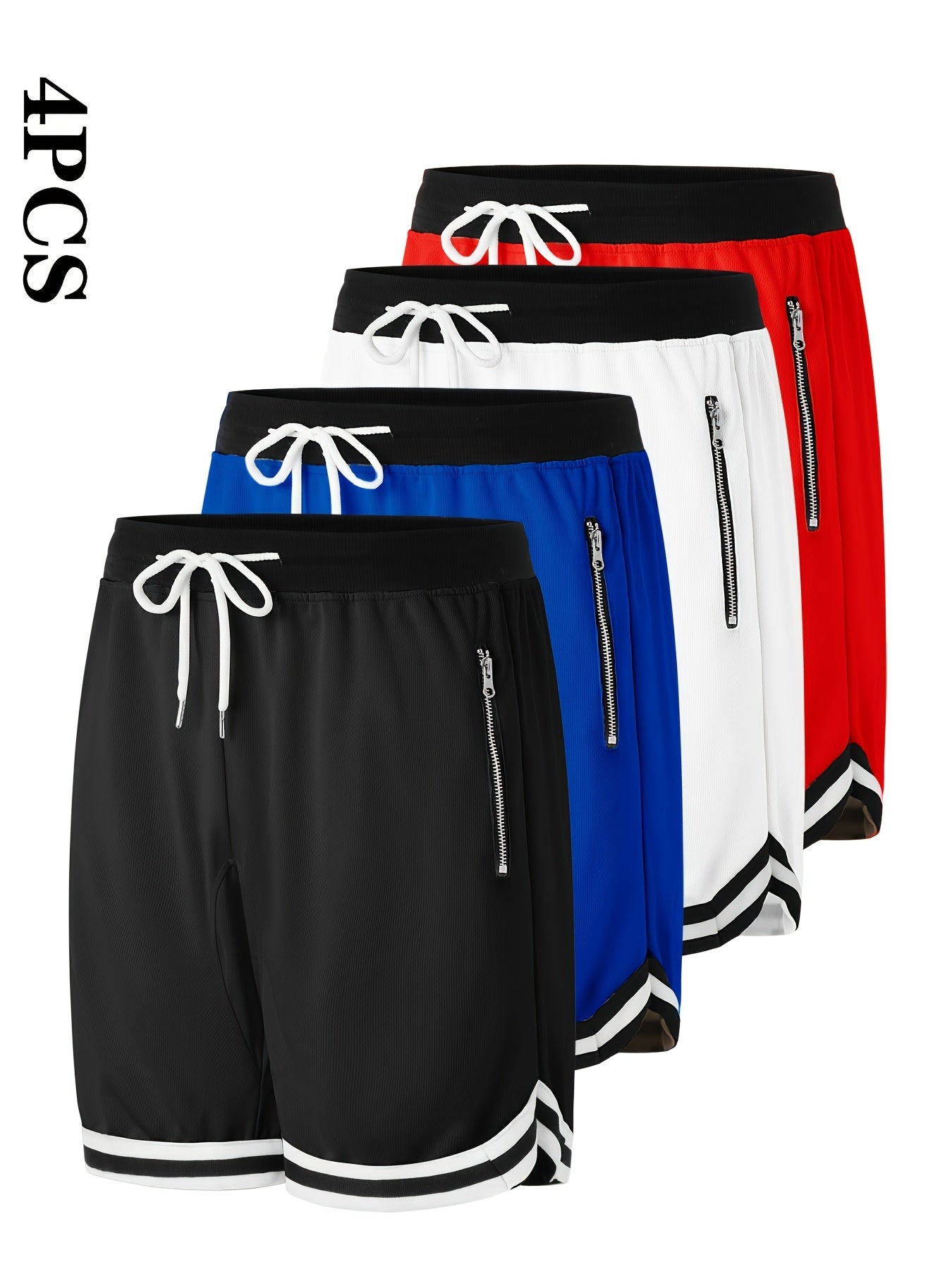 Men's Athletic Shorts - Stretch With Pockets – Black, white, yellow – view 14
