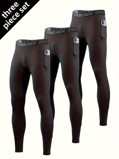 Men's Athletic Tights - 3-Piece Pack – Black option – main product image