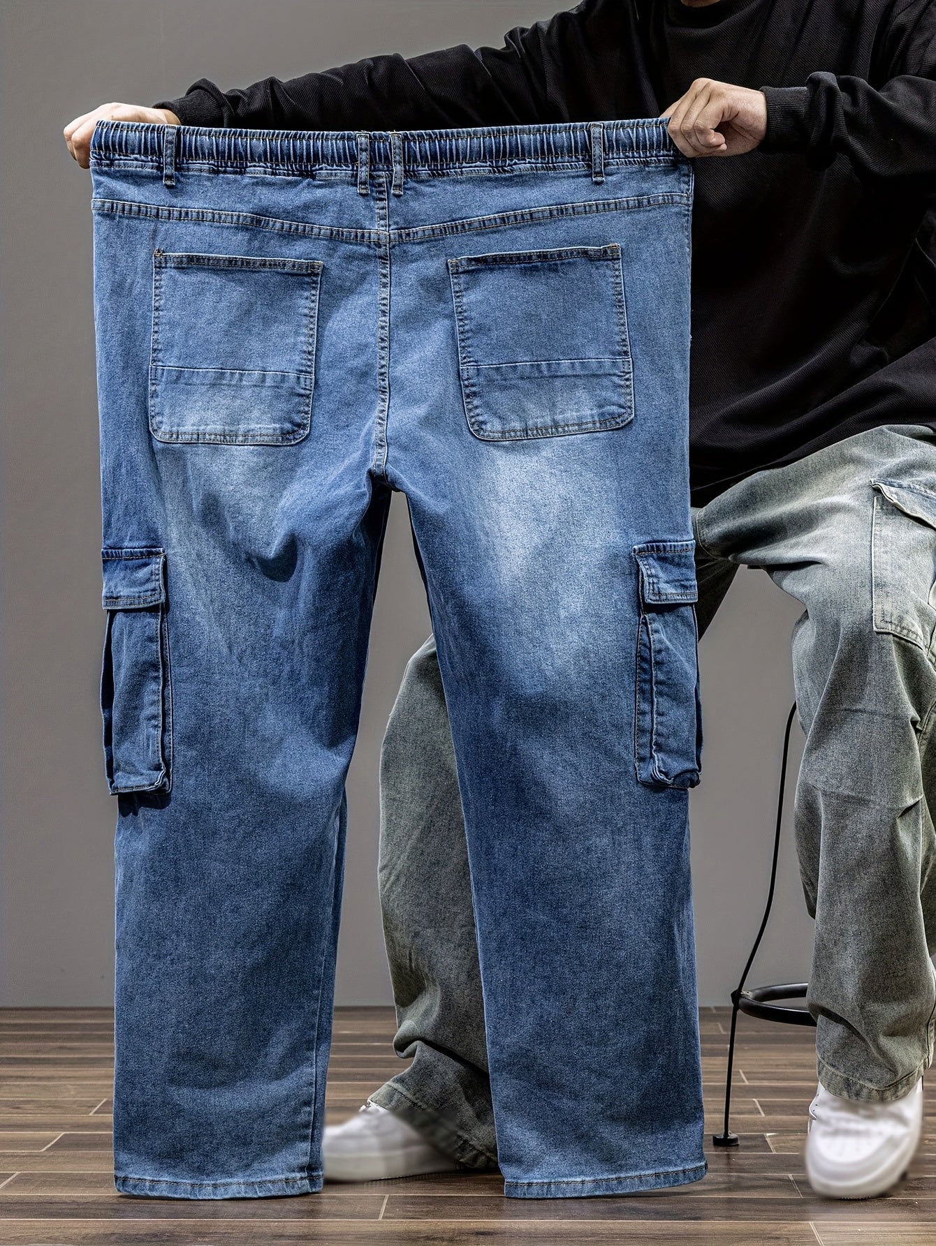 Men's Baggy Jeans - Classic Wash Clean Finish – Blue – view 2