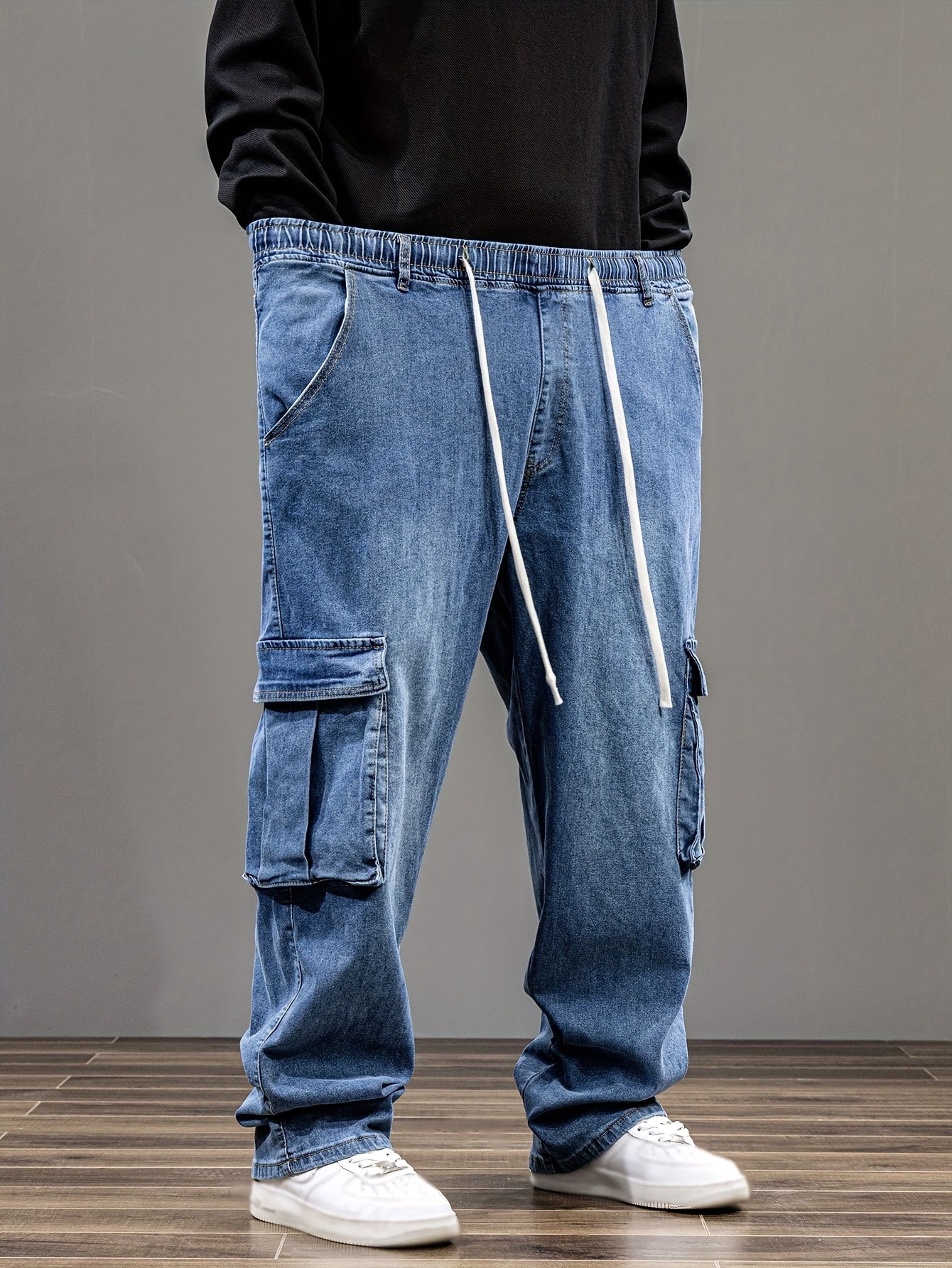 Men's Baggy Jeans - Classic Wash Clean Finish – Blue – view 3