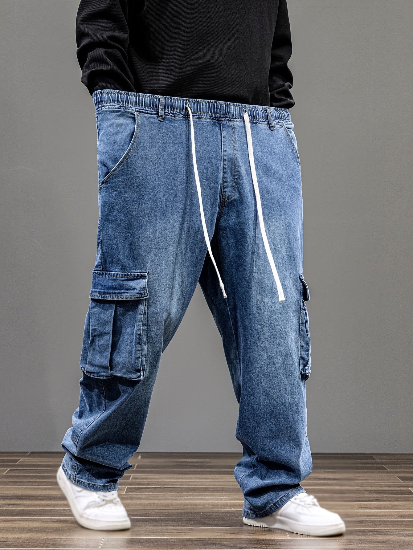 Men's Baggy Jeans - Classic Wash Clean Finish – Blue – view 5