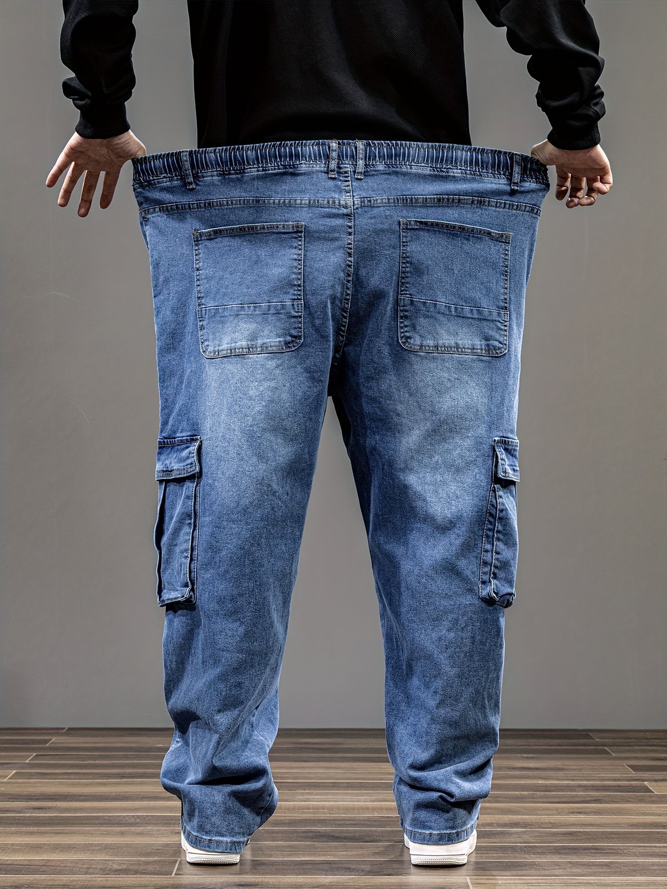 Men's Baggy Jeans - Classic Wash Clean Finish – Blue – view 6