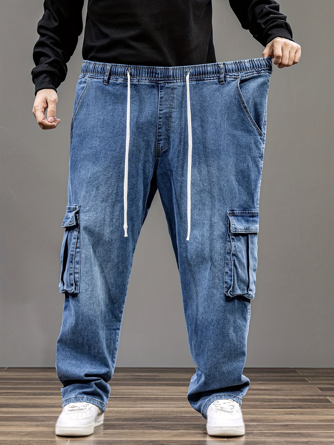 Men's Baggy Jeans - Classic Wash Clean Finish – Blue – view 7