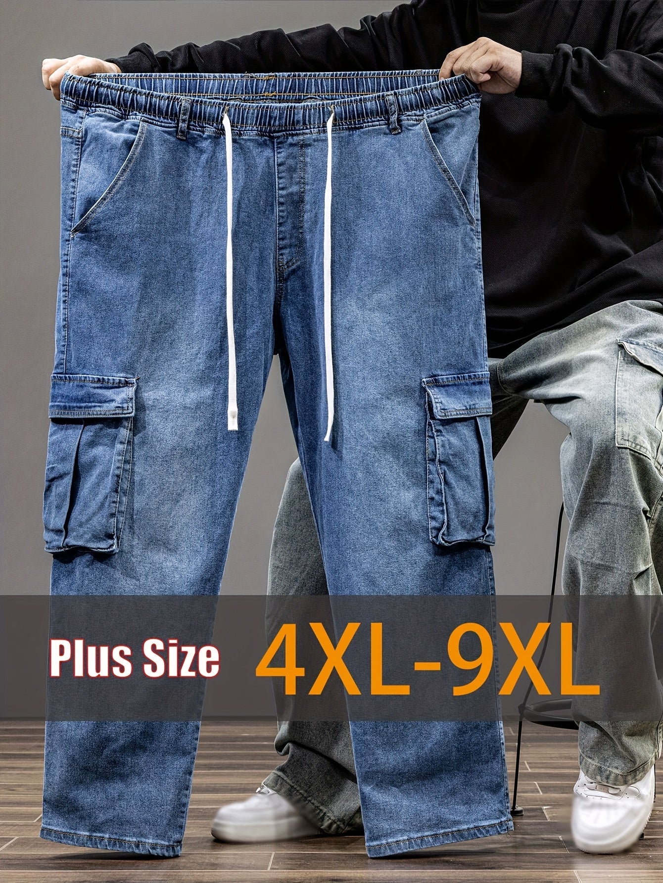 Men's Baggy Jeans - Classic Wash Clean Finish – Blue – view 10