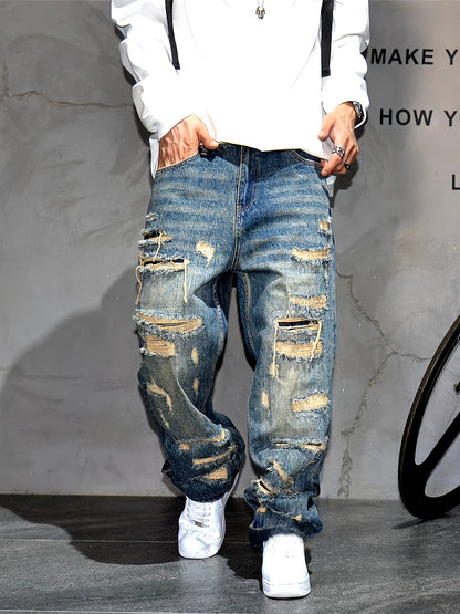 Men's Baggy Jeans - Classic Wash Clean Finish – Medium Blue – view 6