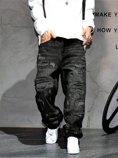 Men's Baggy Jeans - Classic Wash Clean Finish – Medium Blue – view 7