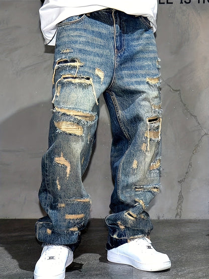 Men's Baggy Jeans - Classic Wash Clean Finish – Medium Blue – view 8