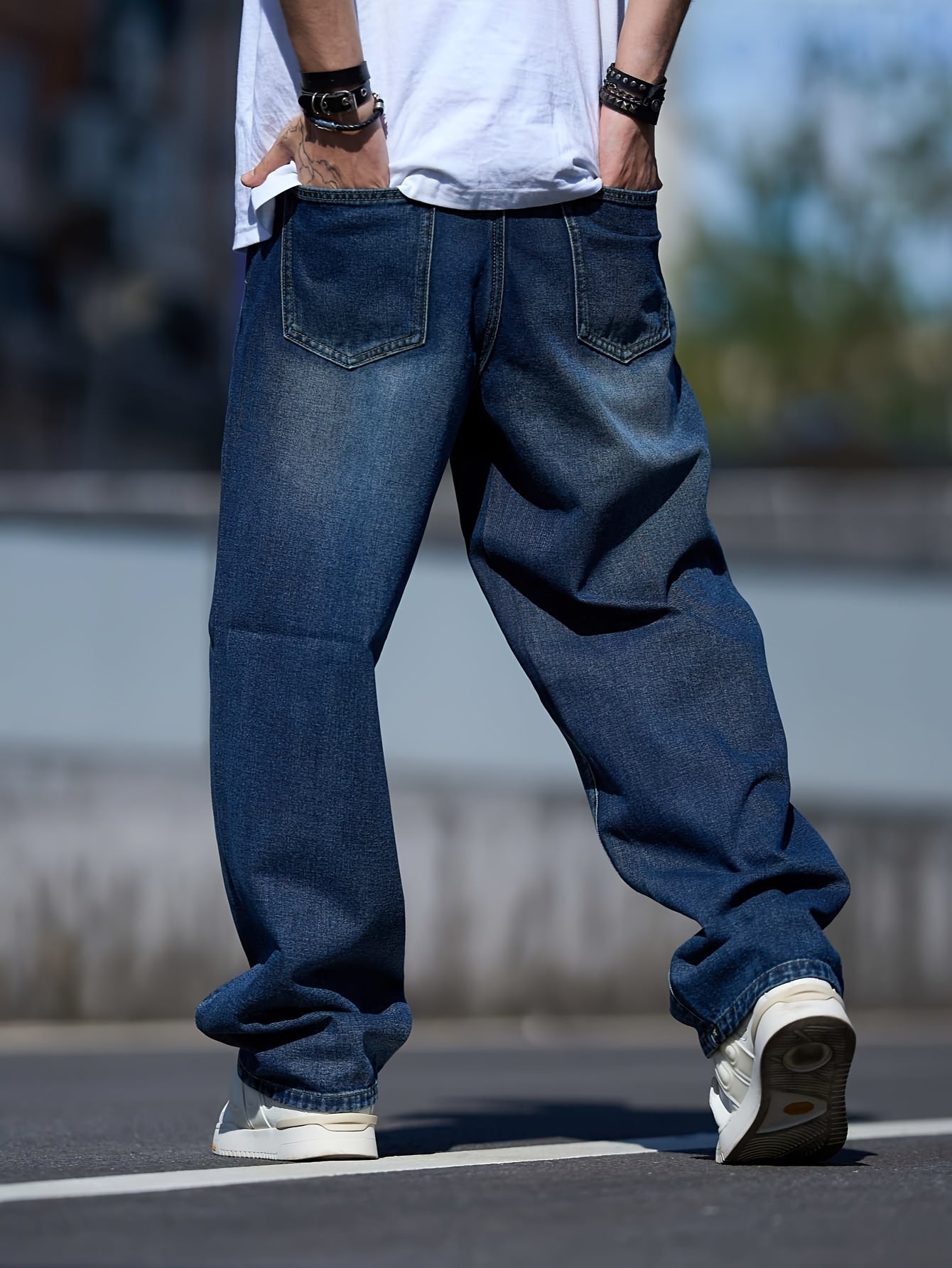 Men's Baggy Jeans - Classic Wash Clean Finish Streetwear – view 8